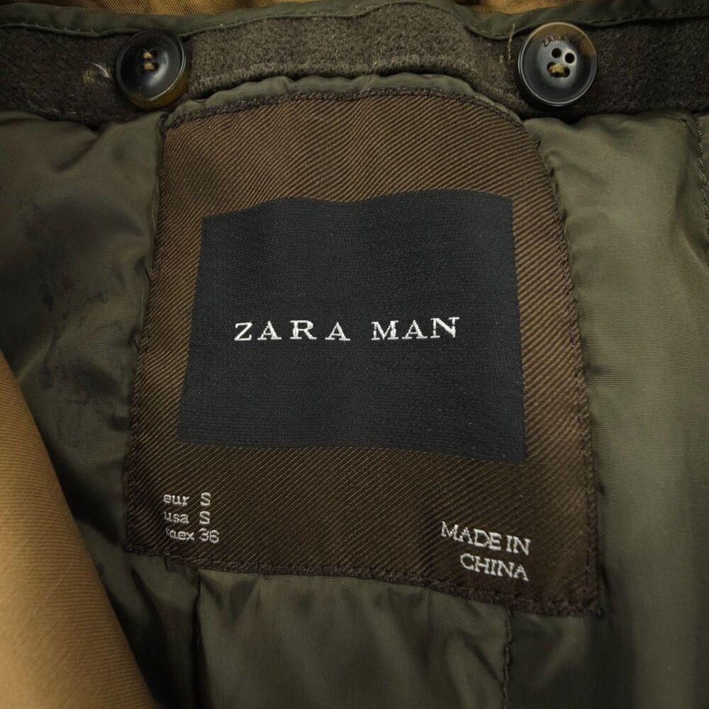 ZARA Man Chore Coat Military Jacket Short Trench Old Money Tailored Khaki - Picture 11 of 11